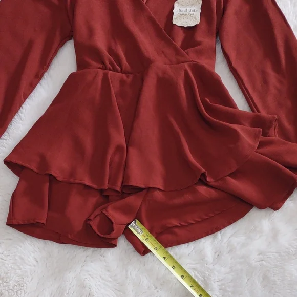 Altar'd State Rust Long Sleeve Peplum Jumpsuit. - Picture 17 of 17